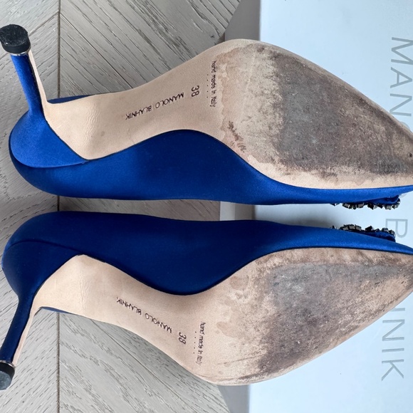 Manolo Blahnik Hangisi Blue 90mm size 38 - Picture 7 of 7